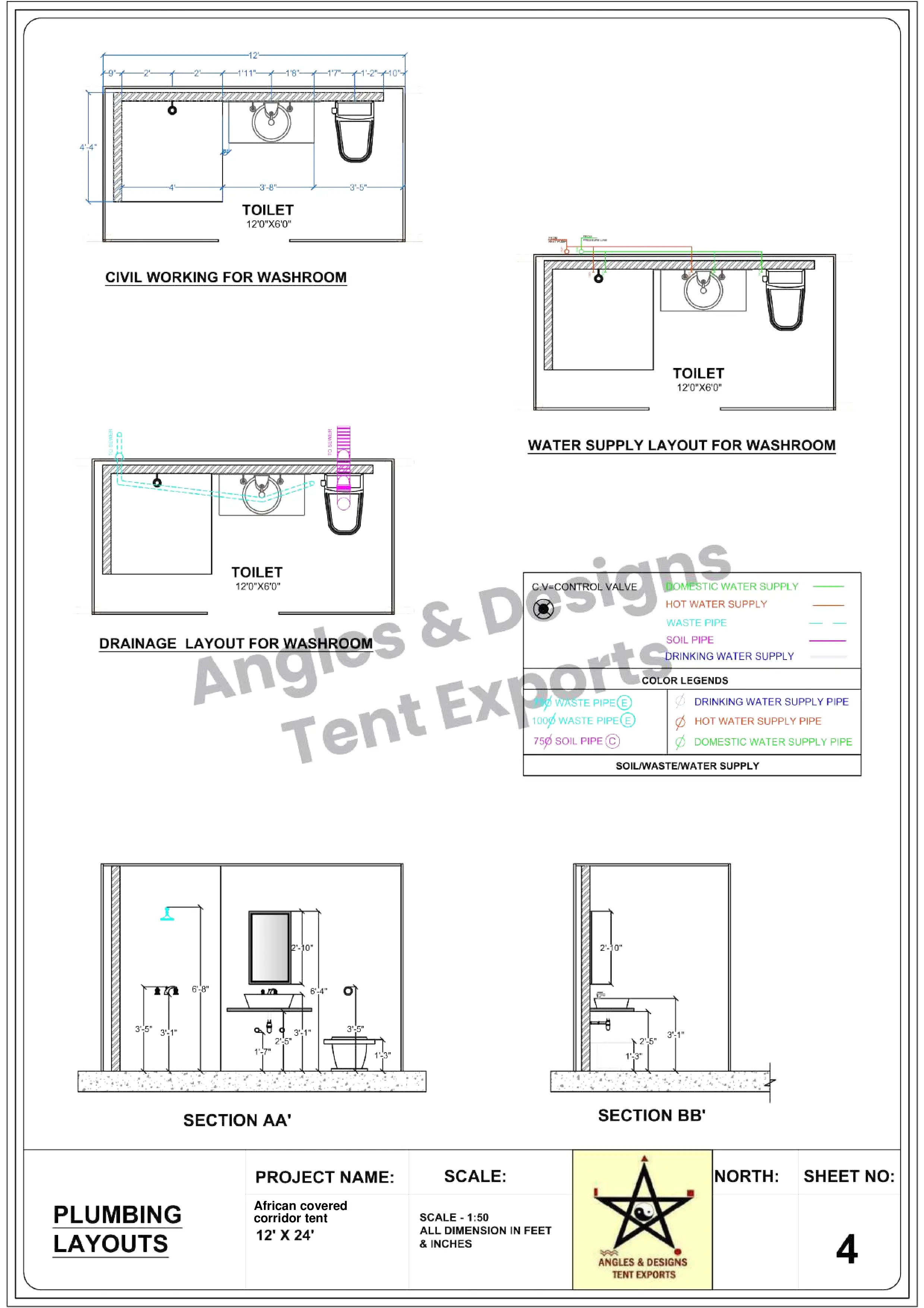12x24 Tent Plumbing Layout